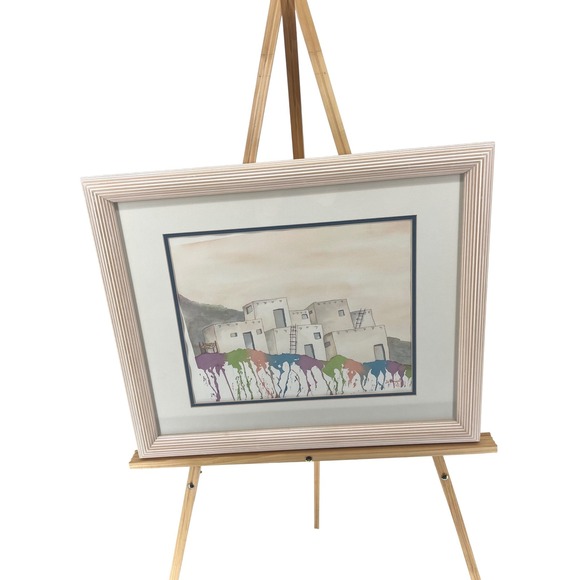 Other - Signed Original Watercolor Painting Framed Southwest Adobe Village Art 1995